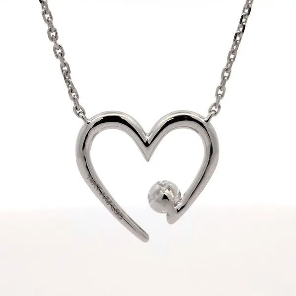 14k White Gold BARE Lab Diamond Heart Pendant Image 3 Arezzo Jewelers Elmwood Park, IL