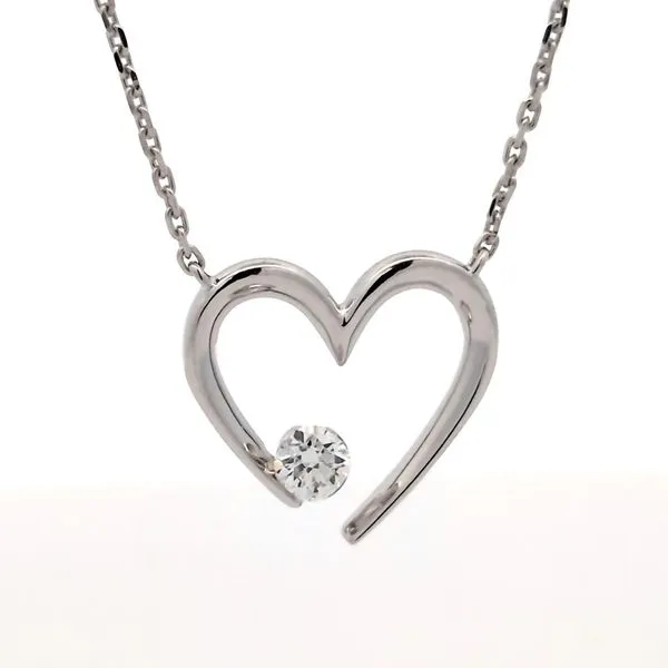 14k White Gold BARE Lab Diamond Heart Pendant Arezzo Jewelers Elmwood Park, IL