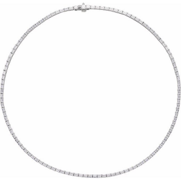 19.32ct East West Emerald Lab Diamond Tennis Necklace - 17