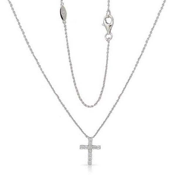 14k White Petite Diamond Cross Necklace Arezzo Jewelers Elmwood Park, IL