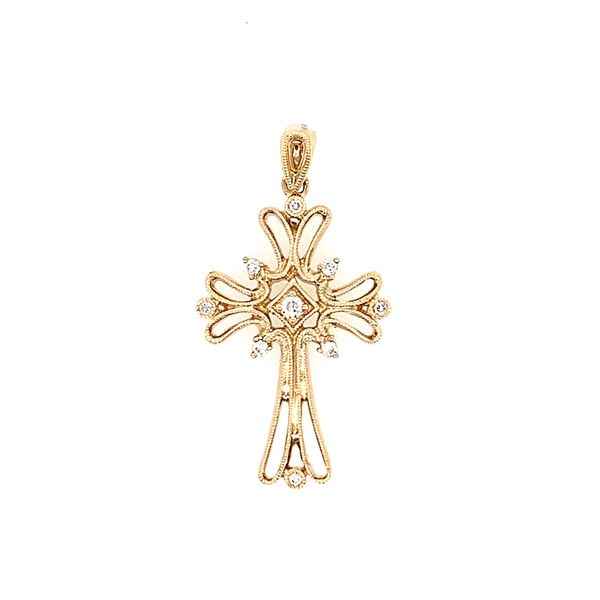 14k Yellow Gold Diamond Cross Pendant, .11cts Arezzo Jewelers Elmwood Park, IL