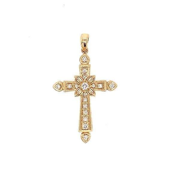 14k Yellow Gold Diamond Cross Pendant, .18cts Arezzo Jewelers Elmwood Park, IL