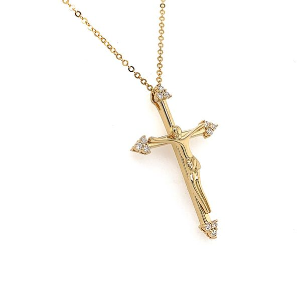 14k Yellow Gold Diamond Crucifix Cross Image 2 Arezzo Jewelers Elmwood Park, IL