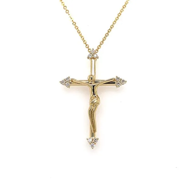 14k Yellow Gold Diamond Crucifix Cross Arezzo Jewelers Elmwood Park, IL