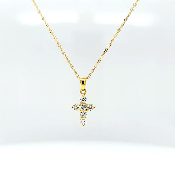 Petite Diamond Cross Necklace in 14k White Gold, .28cts Arezzo Jewelers Elmwood Park, IL