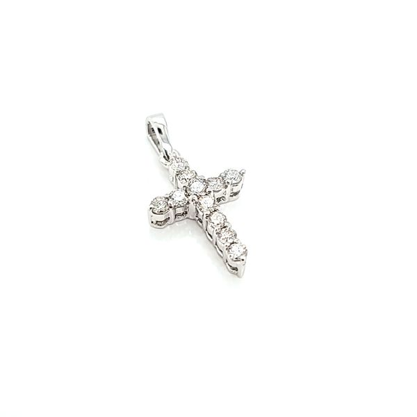 14k White Gold Diamond Cross Pendant Image 2 Arezzo Jewelers Elmwood Park, IL