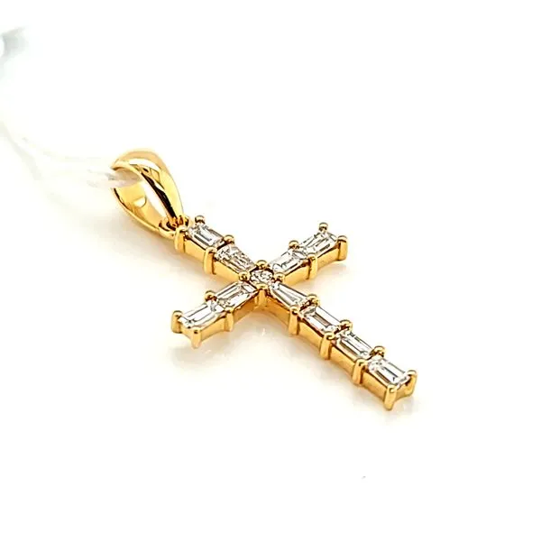 18k Yellow Gold Diamond Cross Pendant Image 2 Arezzo Jewelers Elmwood Park, IL