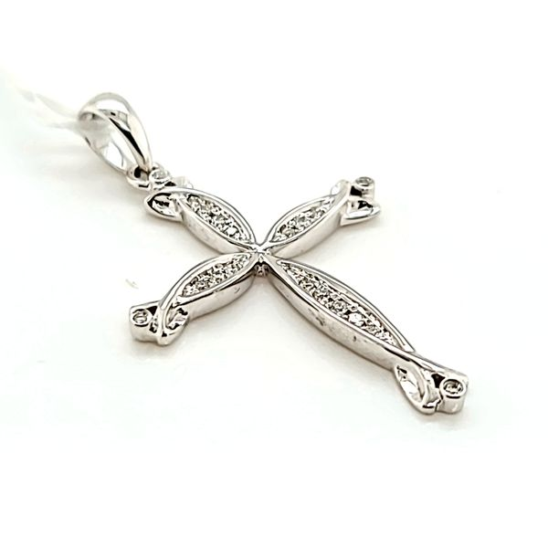 18k White Gold Diamond Cross Pendant Image 2 Arezzo Jewelers Elmwood Park, IL