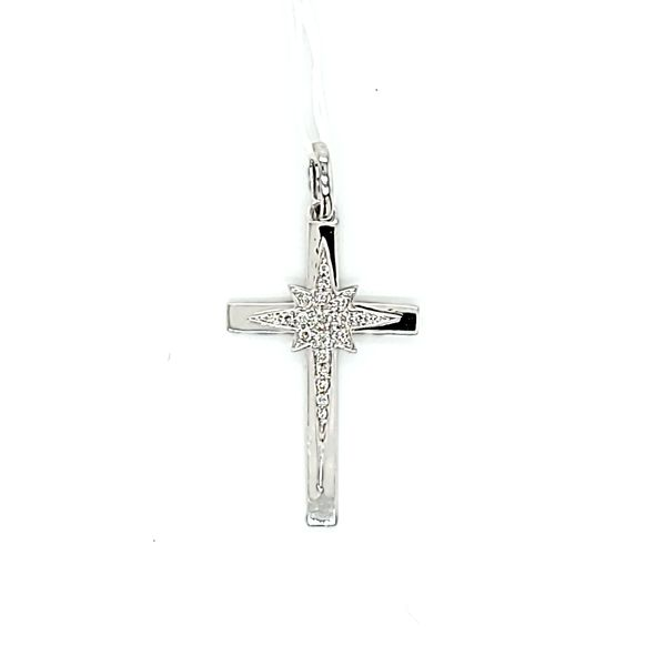 18k White Gold Diamond Cross Pendant Arezzo Jewelers Elmwood Park, IL