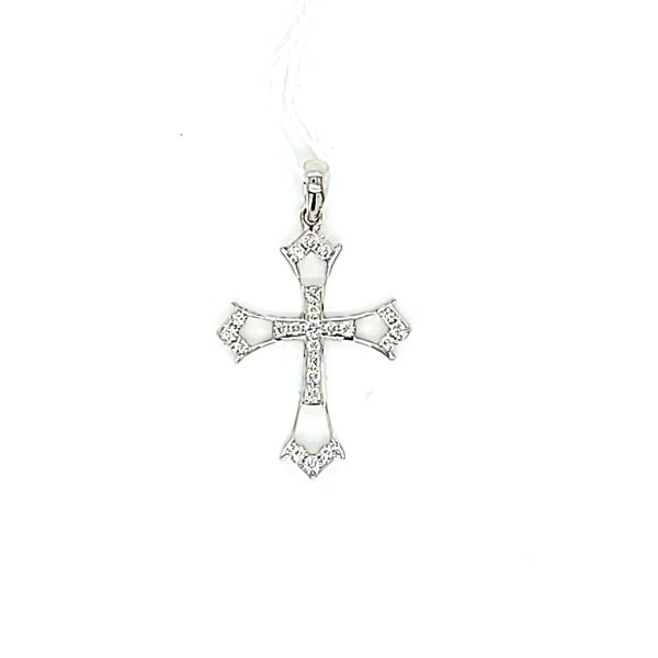 18k White Gold Diamond Cross Pendant Arezzo Jewelers Elmwood Park, IL