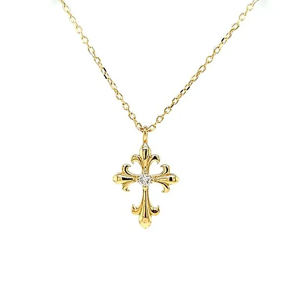 14k Yellow Gold Diamond Cross Necklace Arezzo Jewelers Elmwood Park, IL