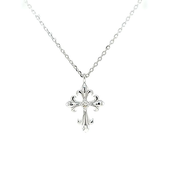 14k White Gold Diamond Cross Necklace Arezzo Jewelers Elmwood Park, IL