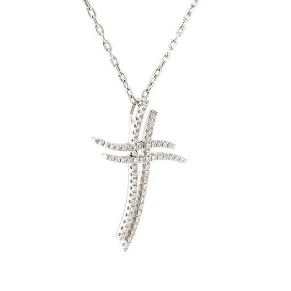 18k White Gold Diamond Cross Necklace Image 2 Arezzo Jewelers Elmwood, IL