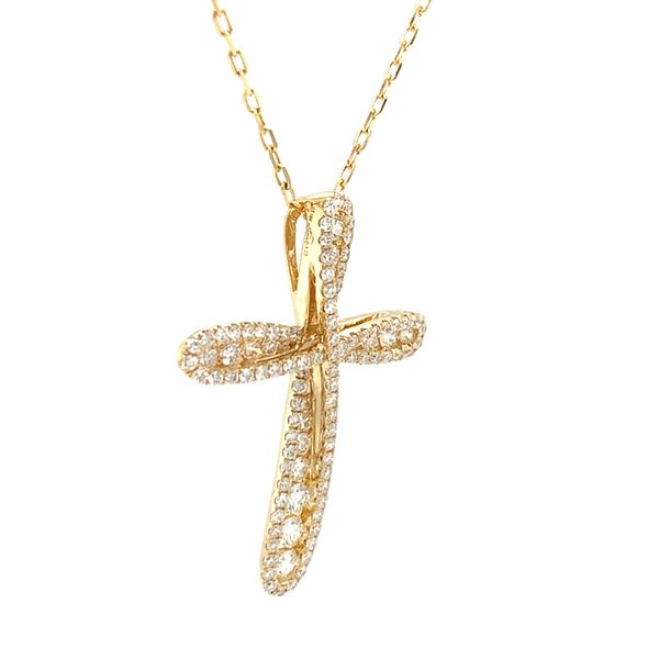 18k Yellow Gold Diamond Cross Necklace, 1.23cts Image 2 Arezzo Jewelers Elmwood Park, IL