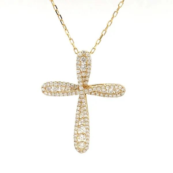 18k Yellow Gold Diamond Cross Necklace, 1.23cts Arezzo Jewelers Elmwood, IL