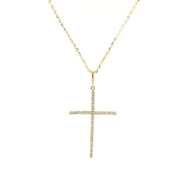 14k Yellow Gold Diamond Cross Necklace Image 2 Arezzo Jewelers Elmwood Park, IL