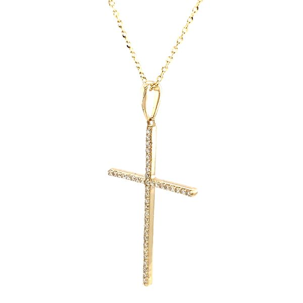 14k Yellow Gold Diamond Cross Necklace Image 3 Arezzo Jewelers Elmwood Park, IL