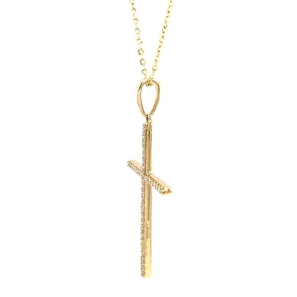 14k Yellow Gold Diamond Cross Necklace Image 4 Arezzo Jewelers Elmwood Park, IL