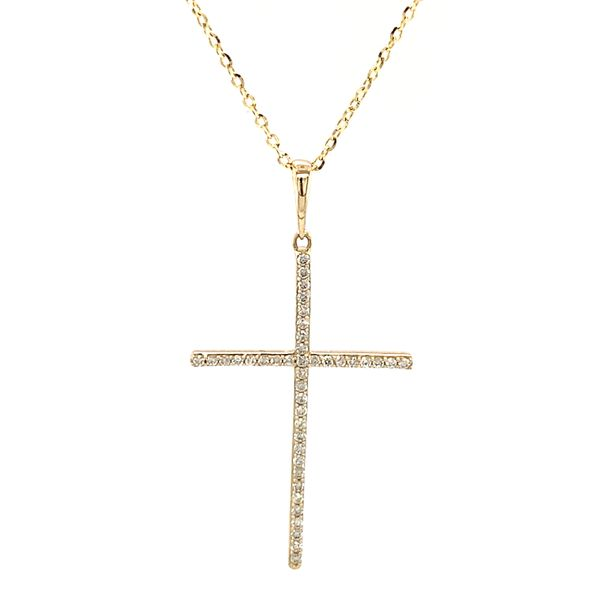 14k Yellow Gold Diamond Cross Necklace Arezzo Jewelers Elmwood Park, IL
