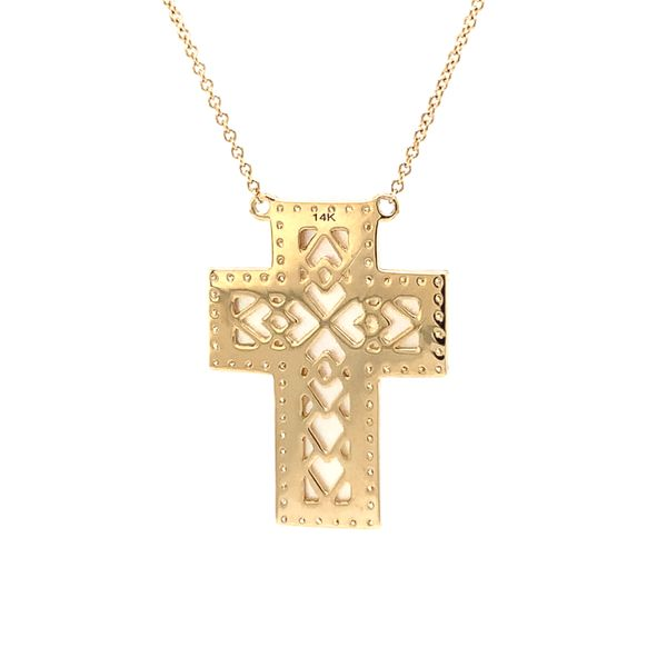 14k Mother of Pearl Diamond Cross Necklace Image 4 Arezzo Jewelers Elmwood Park, IL