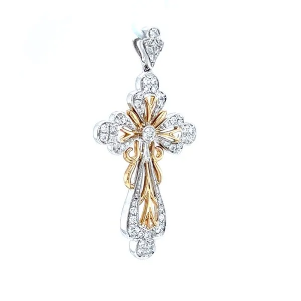 14k Two Tone Gold Diamond Cross Pendant Image 2 Arezzo Jewelers Elmwood Park, IL