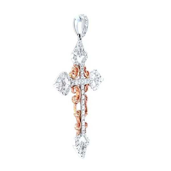 14k Two Tone Gold Diamond Cross Pendant Image 2 Arezzo Jewelers Elmwood, IL