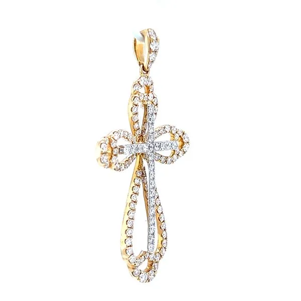 14k Two Tone Gold Diamond Cross Pendant Image 2 Arezzo Jewelers Elmwood Park, IL