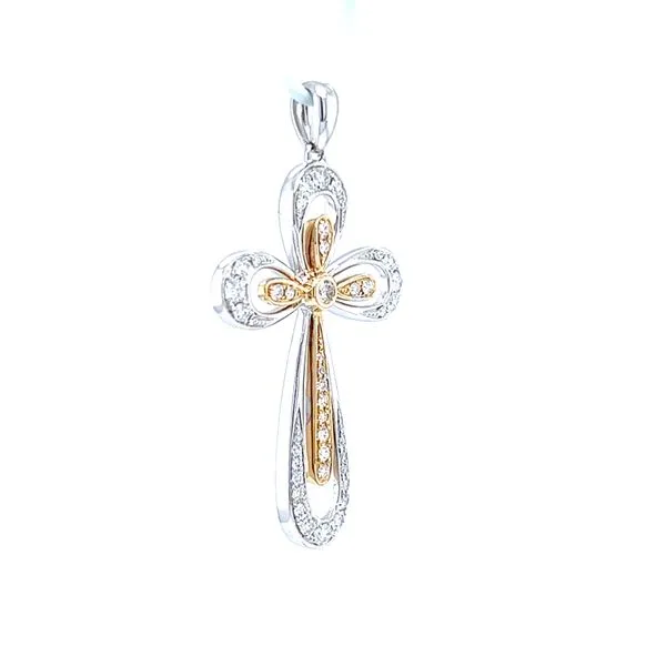 14k Two Tone Gold Diamond Cross Pendant Image 2 Arezzo Jewelers Elmwood Park, IL