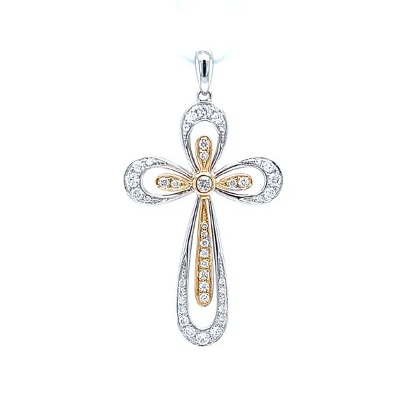 14k Two Tone Gold Diamond Cross Pendant Arezzo Jewelers Elmwood Park, IL