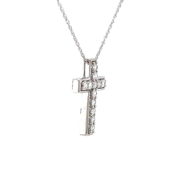 14k White Gold Diamond Cross Necklace Image 2 Arezzo Jewelers Elmwood Park, IL