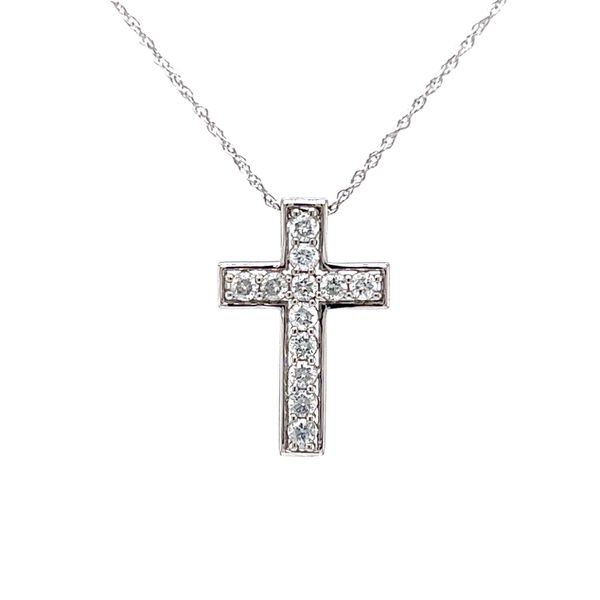 14k White Gold Diamond Cross Necklace Arezzo Jewelers Elmwood Park, IL