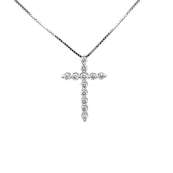 14k White Gold Diamond Cross Necklace Pendant Arezzo Jewelers Elmwood Park, IL