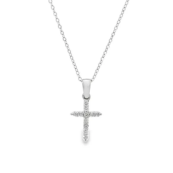 14k White Gold Small Diamond Cross Pendant Arezzo Jewelers Elmwood Park, IL
