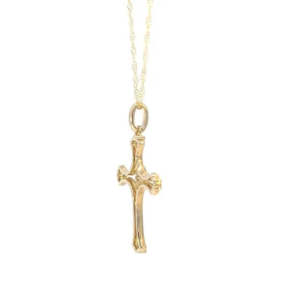 Graceful 14K Yellow Gold Ladies Diamond Cross Pendant with Singapore Link Chain Image 3 Arezzo Jewelers Elmwood Park, IL