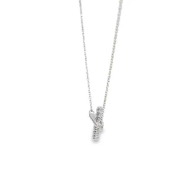14k White Gold Sideways Diamond Cross Necklace Image 2 Arezzo Jewelers Elmwood Park, IL