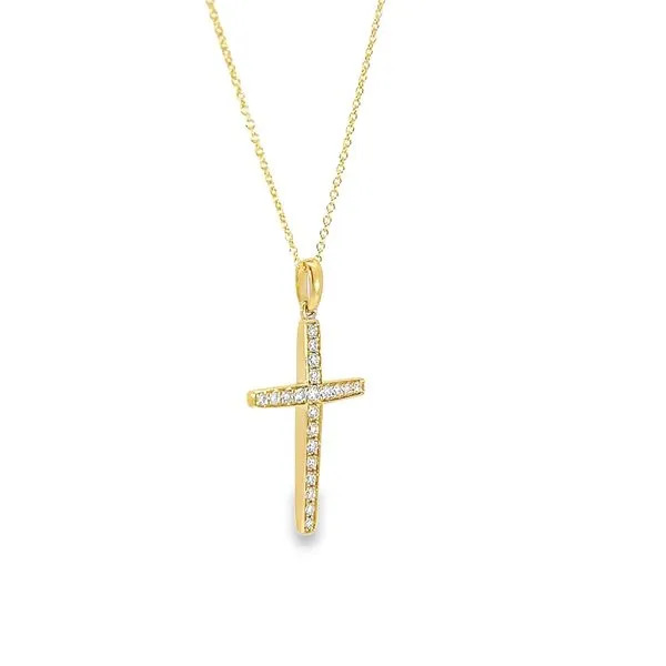 14K Yellow Gold Diamond Cross Pendant Image 2 Arezzo Jewelers Elmwood Park, IL