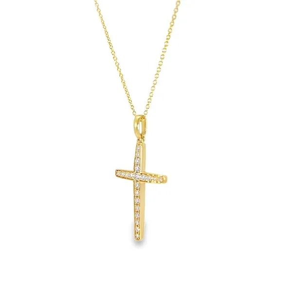 14K Yellow Gold Diamond Cross Pendant Image 3 Arezzo Jewelers Elmwood Park, IL