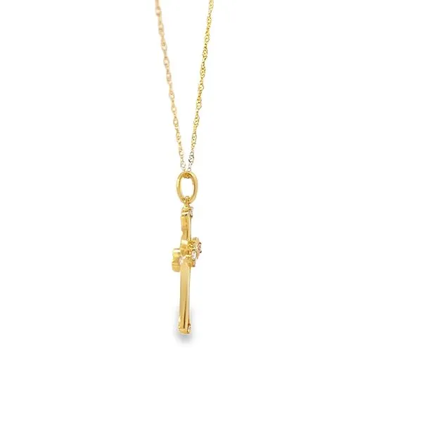 14K Yellow Gold Diamond Cross Pendant Image 3 Arezzo Jewelers Elmwood Park, IL