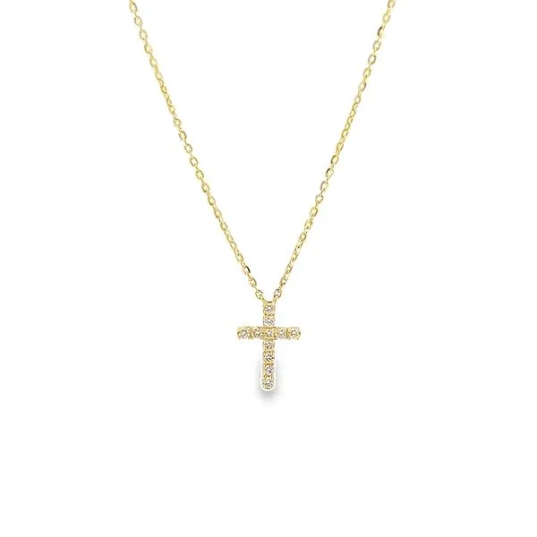 14K Yellow Gold Diamond Cross Necklace Arezzo Jewelers Elmwood Park, IL