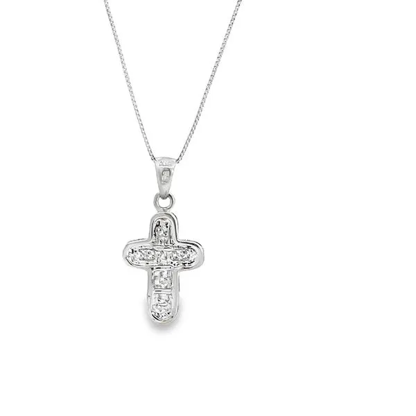 18K White Gold Diamond Cross Pendant Image 3 Arezzo Jewelers Elmwood Park, IL