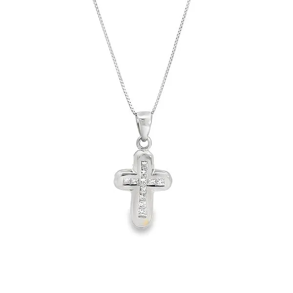 18K White Gold Diamond Cross Pendant Arezzo Jewelers Elmwood Park, IL