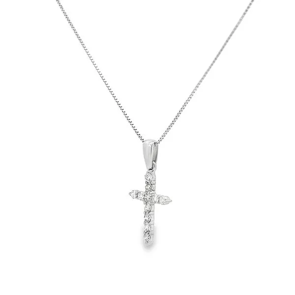 14K White Gold Diamond Cross Pendant for Women Image 2 Arezzo Jewelers Elmwood Park, IL