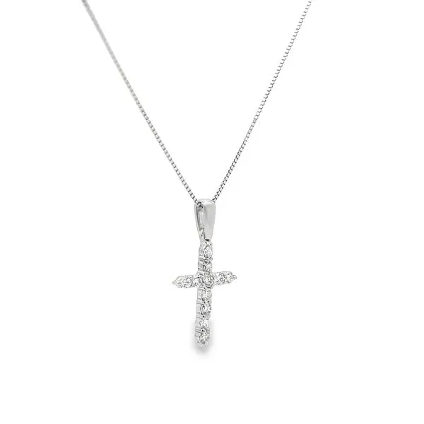14K White Gold Diamond Cross Pendant for Women Image 3 Arezzo Jewelers Elmwood Park, IL