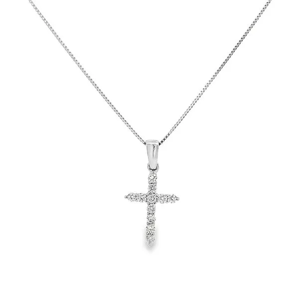 14K White Gold Diamond Cross Pendant for Women Arezzo Jewelers Elmwood Park, IL