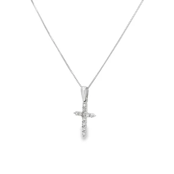 14K White Gold Diamond Cross Pendant Image 2 Arezzo Jewelers Elmwood Park, IL