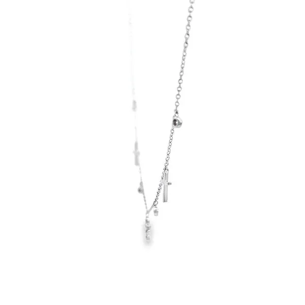 18K White Gold Petite Diamond Cross Necklace Image 2 Arezzo Jewelers Elmwood Park, IL