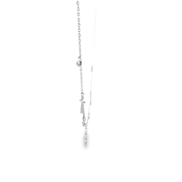 18K White Gold Petite Diamond Cross Necklace Image 5 Arezzo Jewelers Elmwood, IL