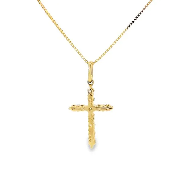 14K Yellow Gold Diamond Cross Pendant Necklace Image 4 Arezzo Jewelers Elmwood, IL