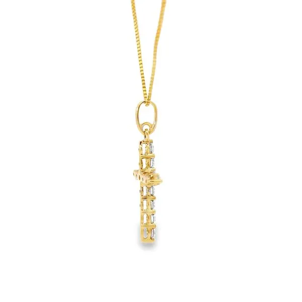 14K Yellow Gold Diamond Cross Pendant Necklace Image 5 Arezzo Jewelers Elmwood, IL