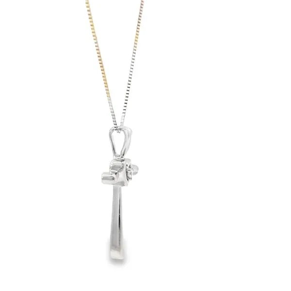 14K White Gold Diamond Cross Pendant Necklace Image 2 Arezzo Jewelers Elmwood, IL
